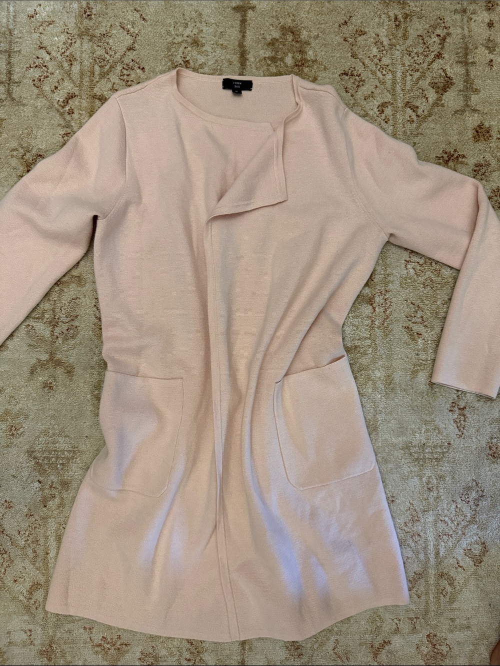 J. Crew Pale Pink Open-Front Long Sleeve Knit Coat